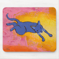 Tiny Art #595 - An awkward leap - fun cat ART mousepads