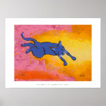 Tiny Art #595 - An awkward leap - fun cat ART posters