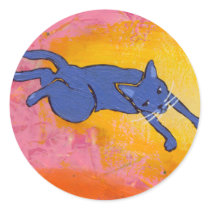 Tiny Art #595 - An awkward leap - fun cat ART stickers