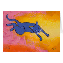 Tiny Art #595 - Awkward leap cat ART PERSONALIZED cards