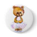Tiny Ballet Bear Button Badge