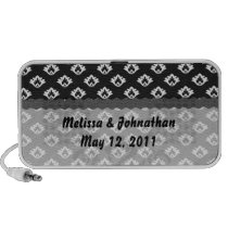 tiny black and white damask wedding keepsake ipod speaker