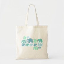 Tiny Blue Elephants Tote Bag