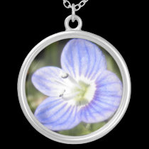 Tiny Blue Wildflower Silver Necklace Pendant necklaces