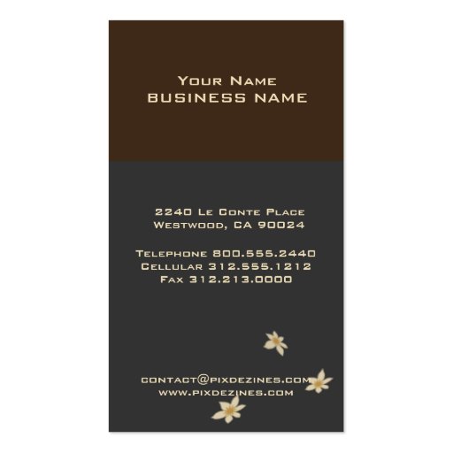 Tiny cream blossoms profile card business card templates (back side)