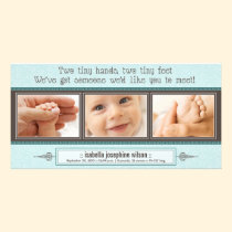 Tiny Hands, Tiny Feet Birth Announcement (blue) photo cards