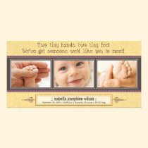 Tiny Hands, Tiny Feet Birth Announcement (yellow) photo cards