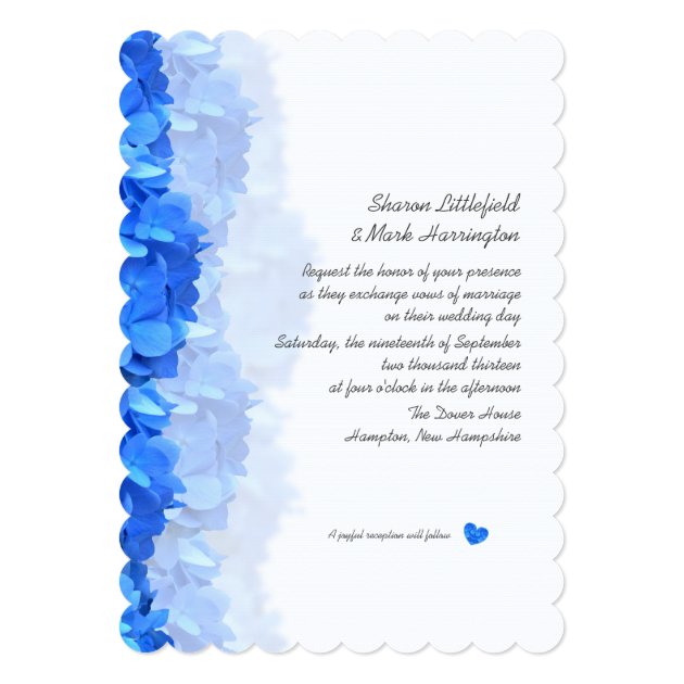 Tiny Heart Blue Hydrangea Wedding Invitation