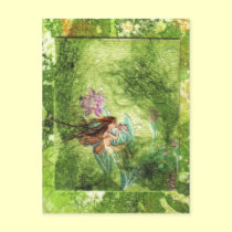 Tiny nude Fairy Green fantasy art postcard print postcards