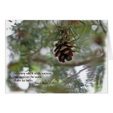 Tiny pine cone: Every walk w/nature... John Muir Greeting Cards