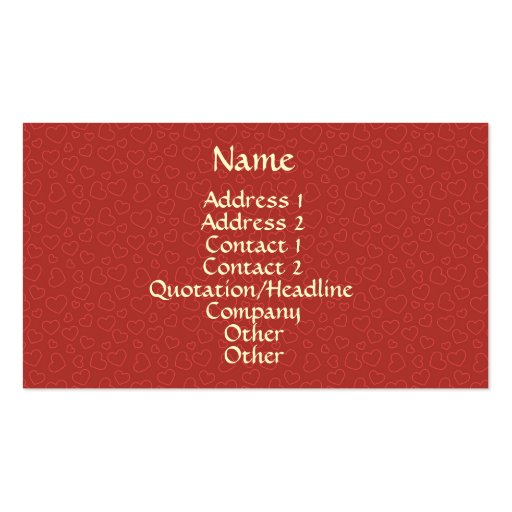 Tiny Red Hearts Pattern Business Card (front side)
