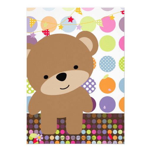 Tiny Teddy Bear Personalized Party Announcements