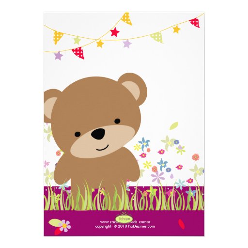 Tiny Teddy Bear Personalized Party Custom Invite