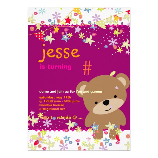Tiny Teddy Bear Personalized Party Custom Invite