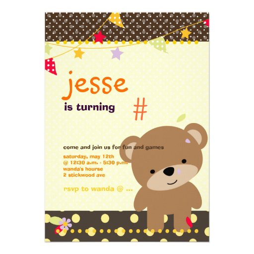 Tiny Teddy Bear Personalized Party Personalized Invitations