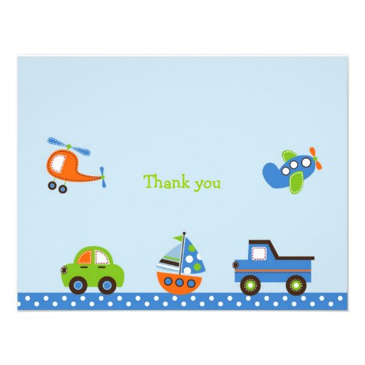 Tiny Trips Transportation Thank You Note Cards Invite