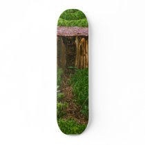 Tiny Wooden House With Mushrooms skateboards by lifesphere Tiny Wooden House With Mushrooms skateboards