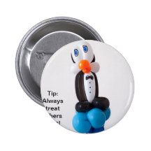 Tip Button - Balloon Tuxedo Penguin giving a Tip