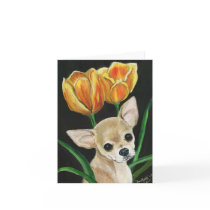 "Tip Toeing Thru The Tulips" Chihuahua Notecard