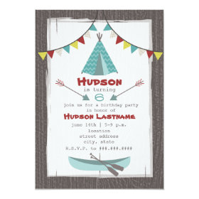 Tipi Birthday Party Invitation Red   Turquoise 5