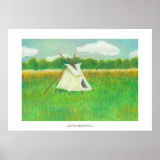 Tipi teepee central Minnesota landscape drawing print