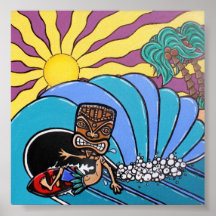 Tipo de la persona que practica surf de Tiki Posters