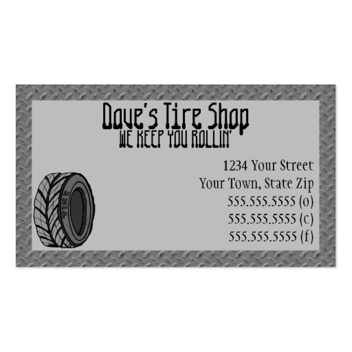 Tire Shop Business Cards Zazzle