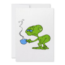 Tired Coffee Alien Personalized Invitations