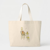 Tired Hen Having a Cuppa Canvas Bags