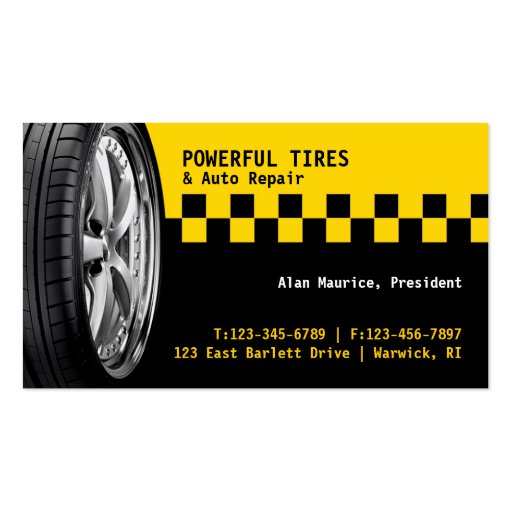 Tires Auto Repair Business Card (front side)