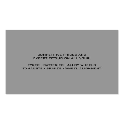 Tires Auto Repair Business Card (back side)