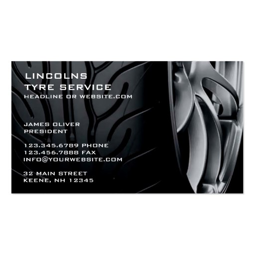 Tires Auto Repair Business Card (front side)