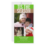 Tis the season bold green brown Christmas greeting photo cards