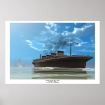 titanic, boat, catastrophe, catastrophic, collision, cruise, cruiseship, disaster, history, iceberg, liner, luxury, nautical, ocean, oceangoing, oceanliner, power, seafarer, ship, shipwreck, sinking, steamer, tragedy, transatlantic, travel, trip, unsinkable, vessel, voyage, image, picture, illustration, Poster with custom graphic design