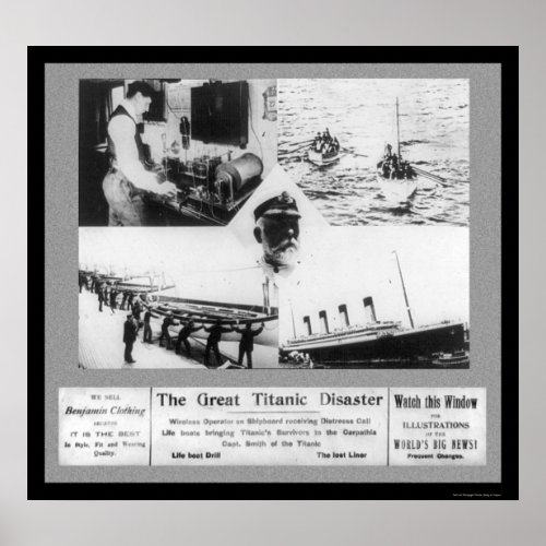 Titanic Disaster Vignettes 1912 print