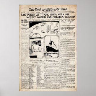 Titanic New York Tribune Newspaper Reprint