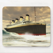 boat, catastrophe, collision, cruise, cruise-ship, disaster, history, iceberg, liner, luxury, nautica, nautical, ocean, ocean-liner, seafare, ship, shipwreck, sinking, steamer, titanic, tragedy, transatlantic, travel, trip, unsinkable, vessel, voyage, image, picture, illustration, grand, elegant, ships, Mouse pad with custom graphic design