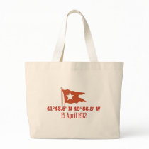 Titanic Sinking GPS Coordinates & White Star Flag Tote Bag