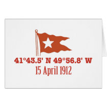 Titanic Sinking GPS Coordinates & White Star Flag Card