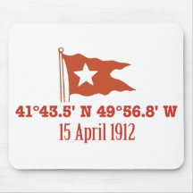 Titanic Sinking GPS Coordinates & White Star Flag Mouse Pads