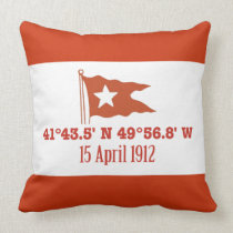 Titanic Sinking GPS Coordinates & White Star Flag Pillows