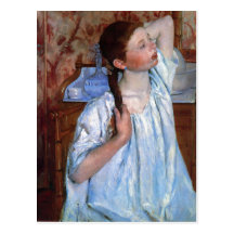 Title: Girl Arranging Her Hair Date: 1886 Cassatt, Postcard