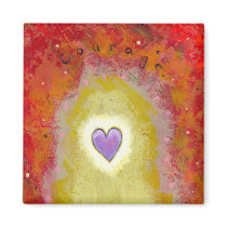 Title:  Tiny Art #596 - Purple heart for courage magnets