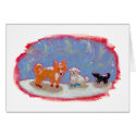 Titled: 12 Boots - fun Winter dog art card