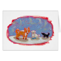 Titled: 12 Boots - fun Winter dog art Customize it cards