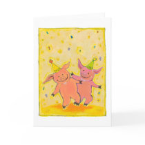 Titled:  2010 Pigs - Fun New Year party pig art cards