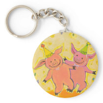 Titled:  2010 Pigs - Fun New Year party pig art keychains