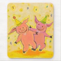 Titled:  2010 Pigs - Fun New Year party pig art mousepads