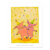 Titled:  2010 Pigs - Fun New Year party pig art posters