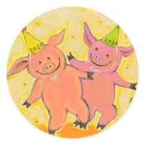 Titled:  2010 Pigs - Fun New Year party pig art stickers